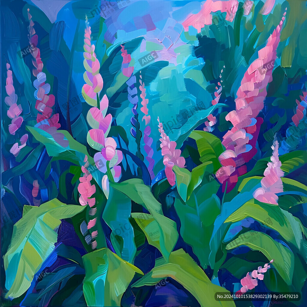 手绘梦幻植物插画