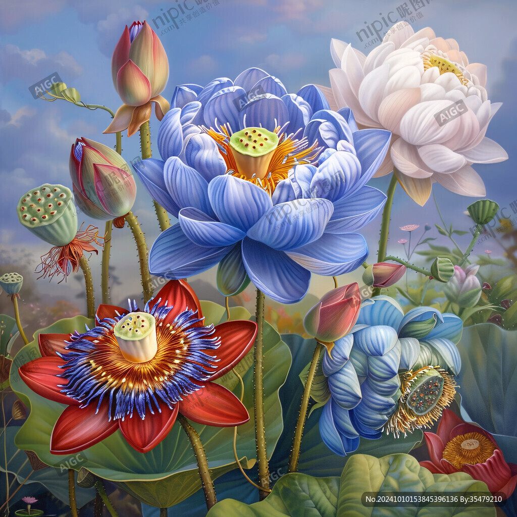 3d立体花卉荷花