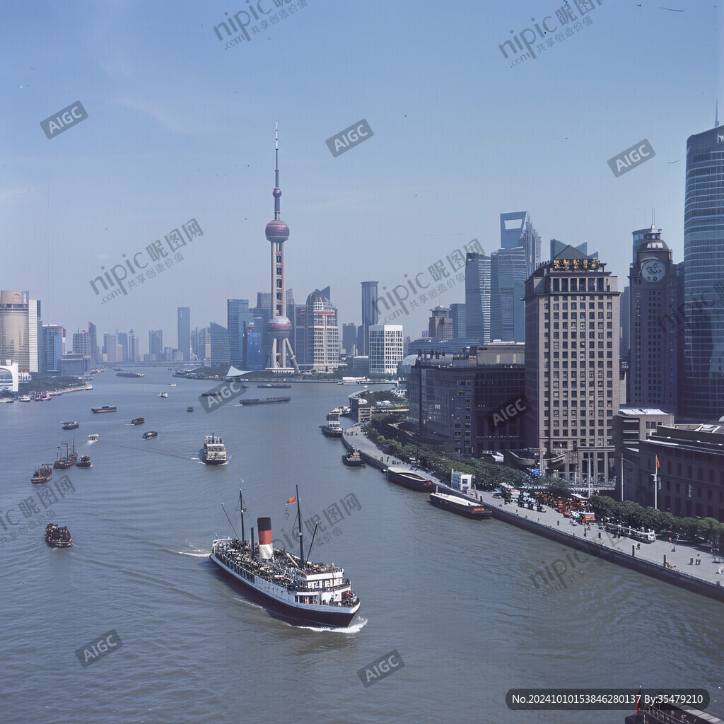 东方明珠塔外滩风光