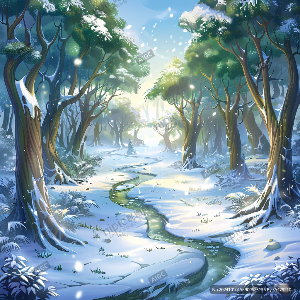 丛林雪地光影