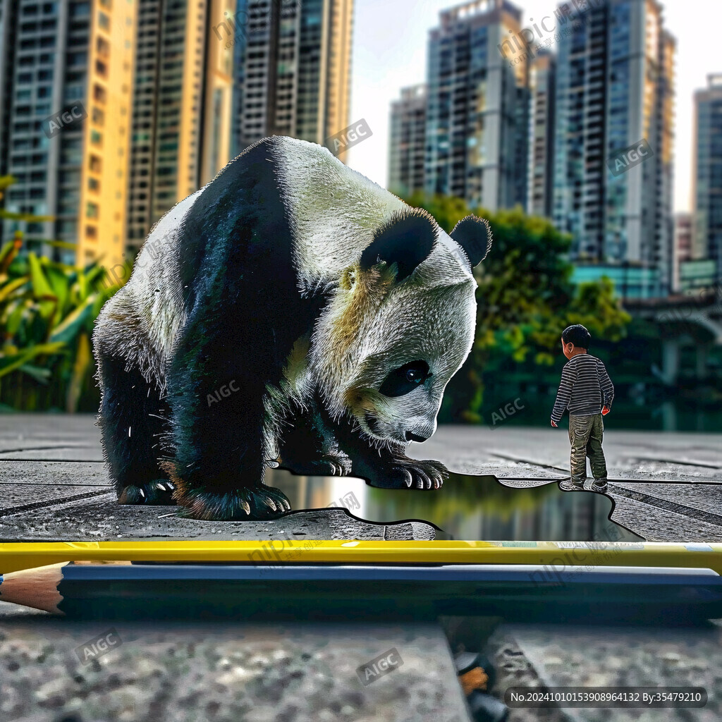 写实熊猫插画