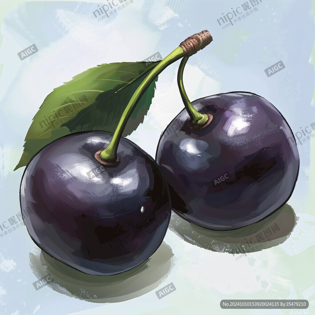 李子水果插画