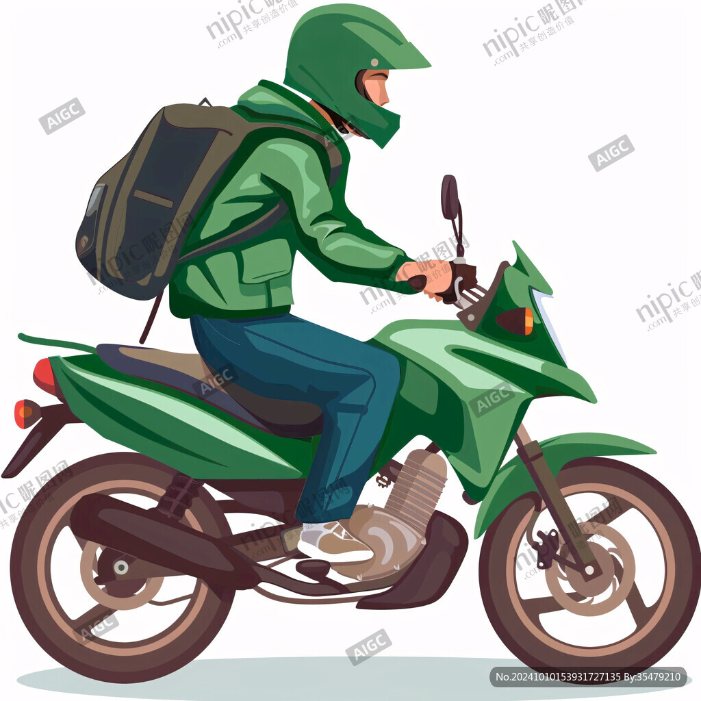 骑摩托卡通人物