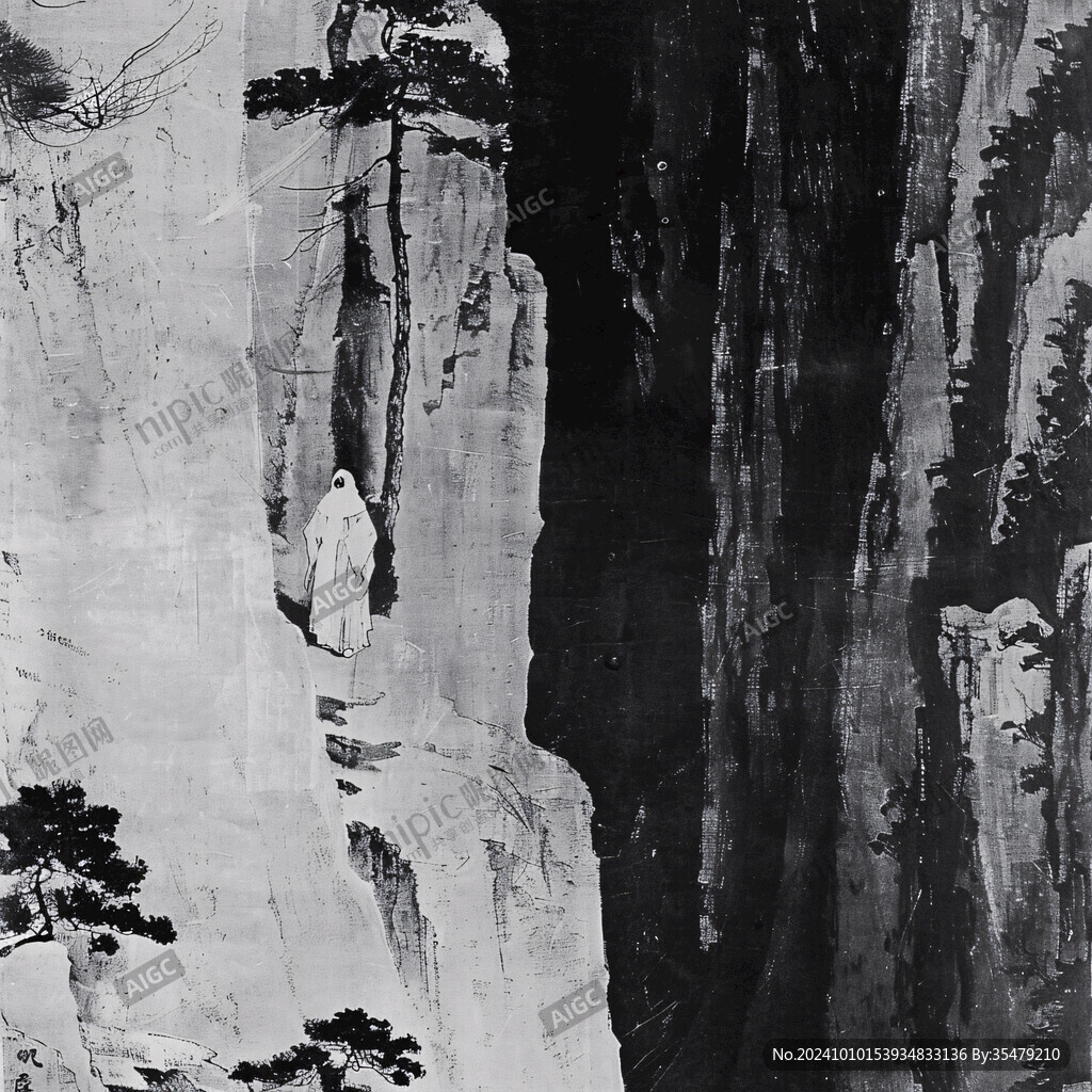 人物高山观瀑图山子