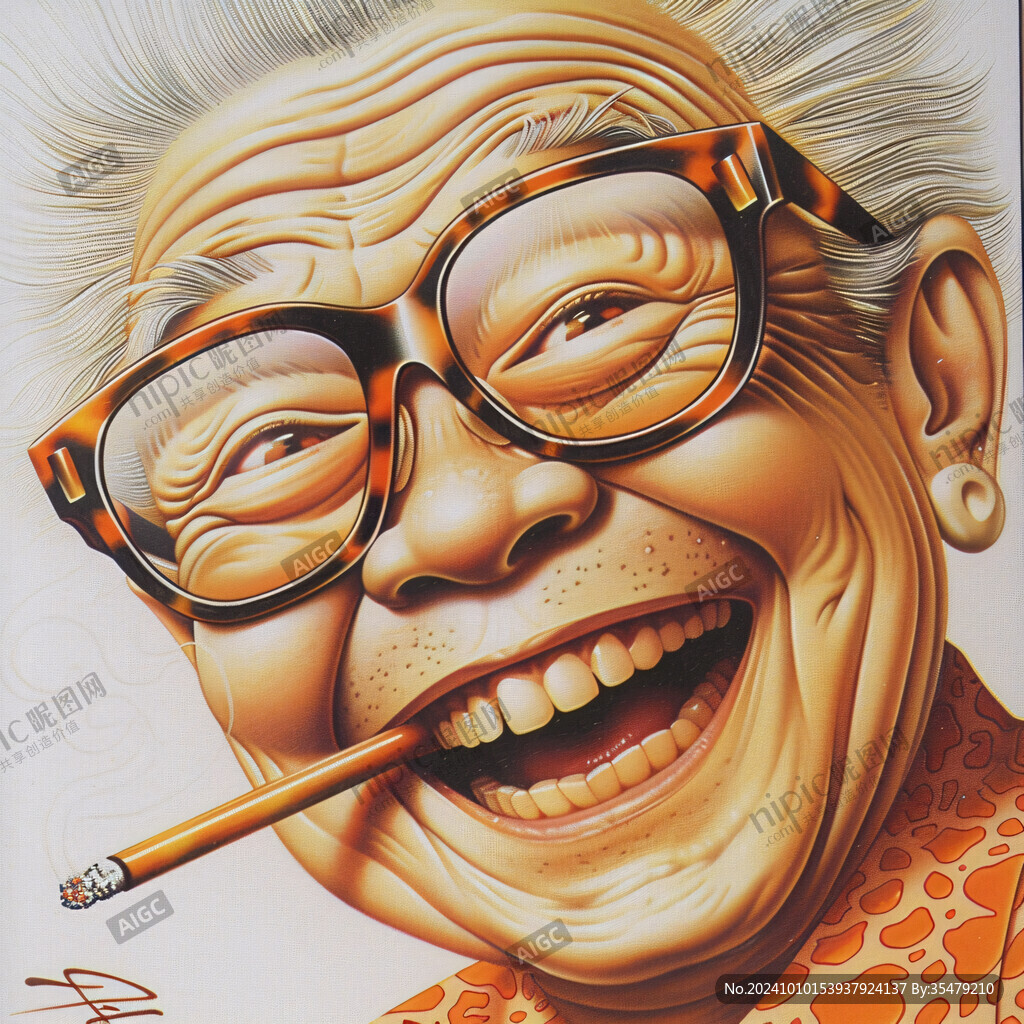 鼠绘插画老人