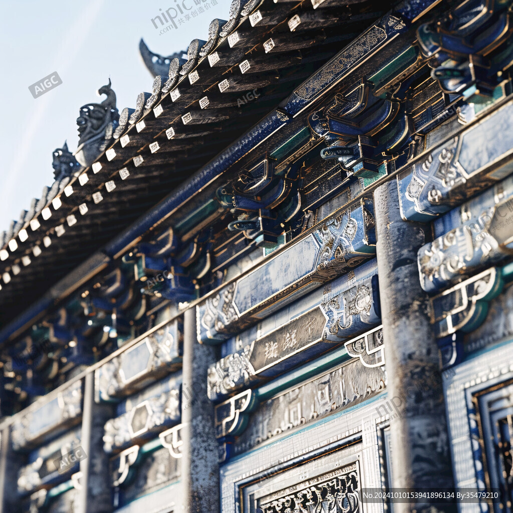 琉璃瓦墙古建筑围墙