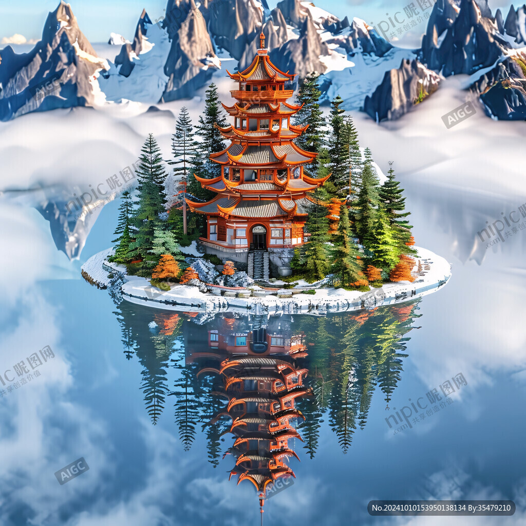 3d云海悬浮小岛