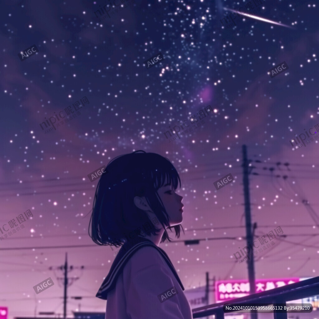 星空下的少女