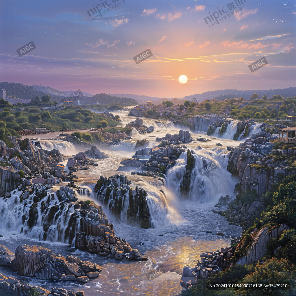黄果树瀑布油画
