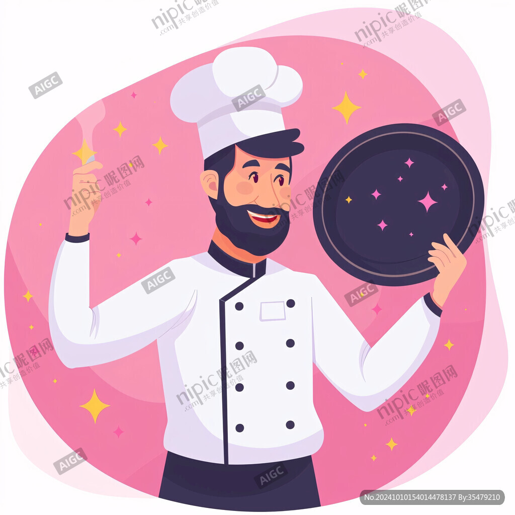 卡通男厨师掌大勺头像
