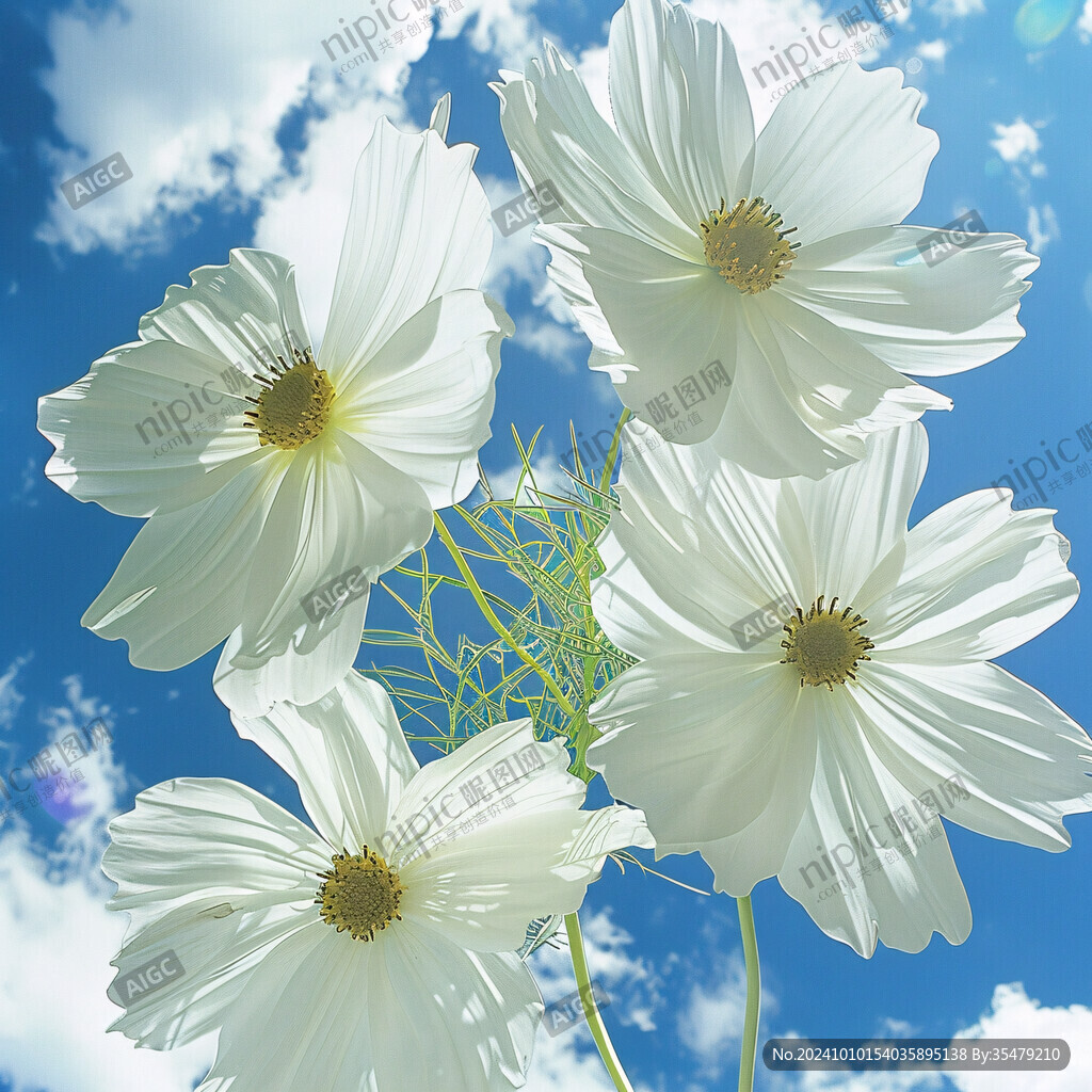 蓝天白云白菊花
