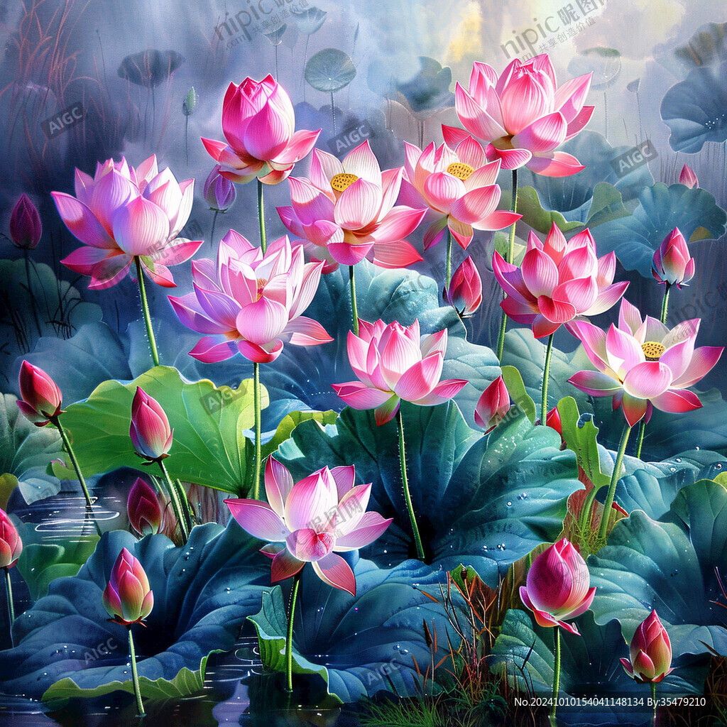 3d立体花卉荷花