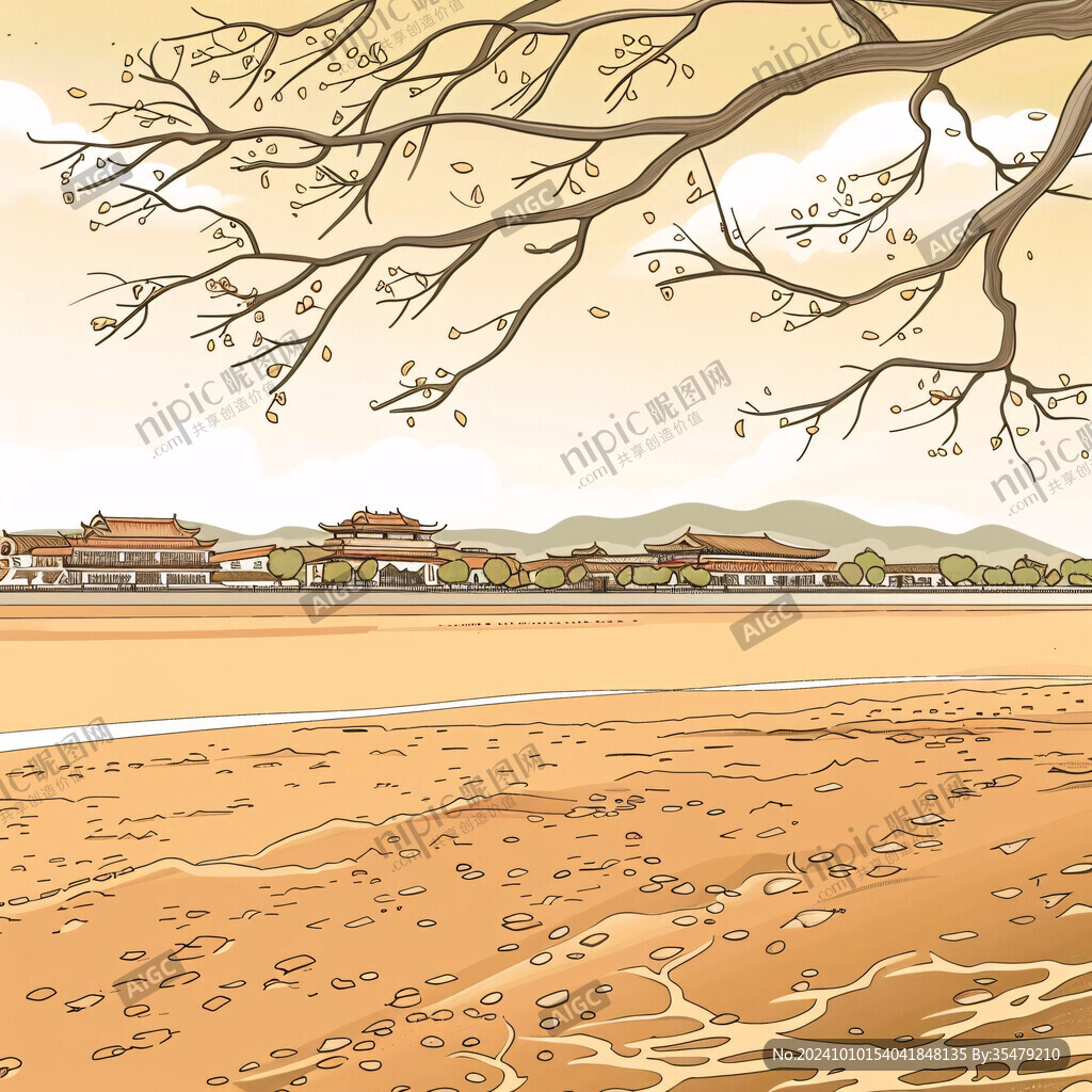 横店插画宣传背景素材