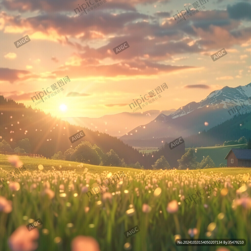 阳光晴朗风景插画