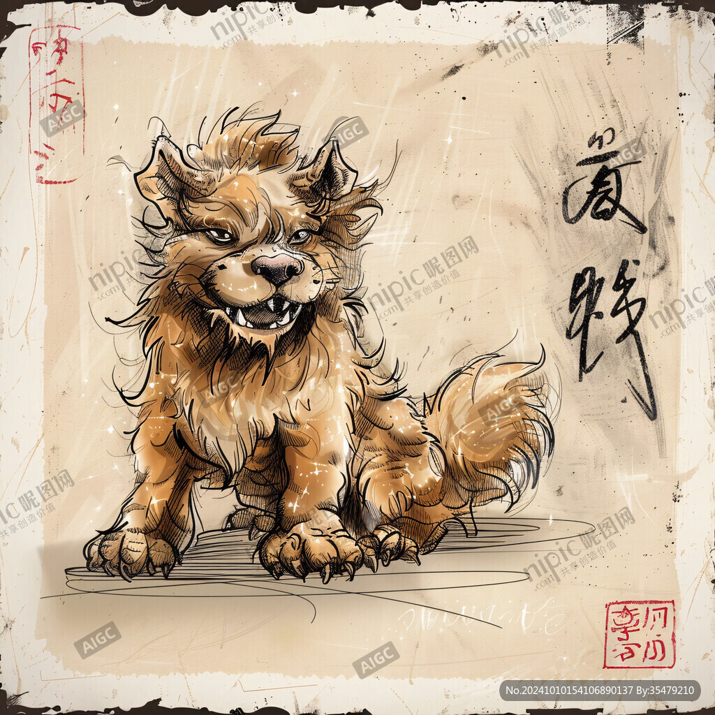 神兽卡通形象狼狗卡通