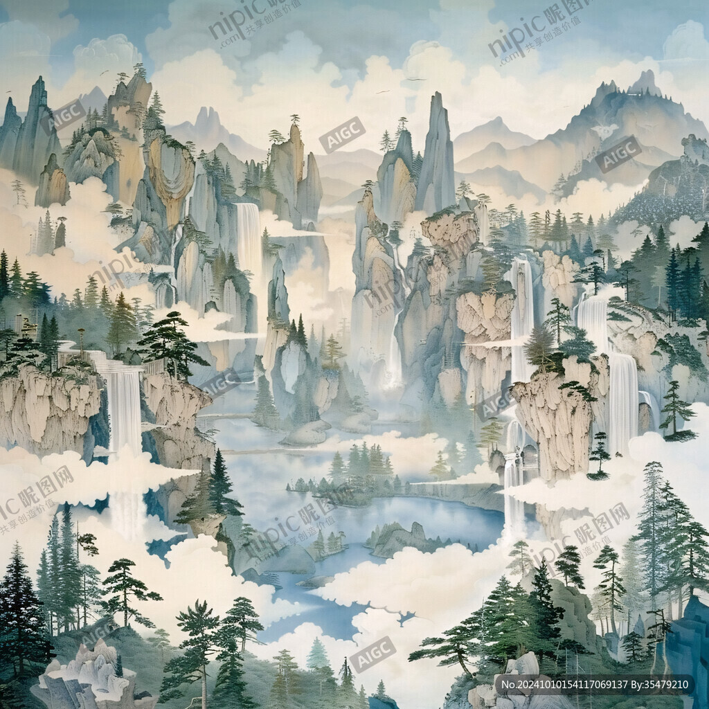山水风景彩绘