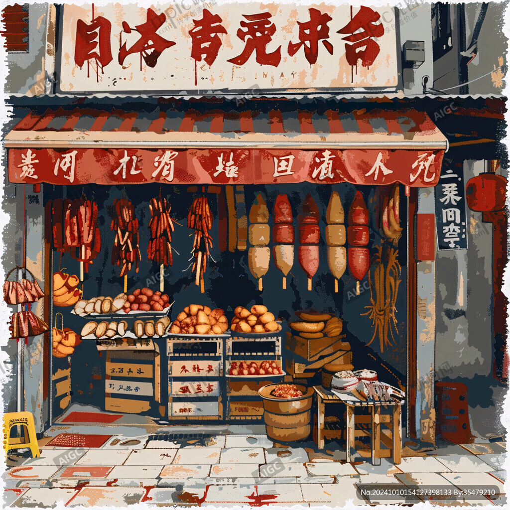 腌卤店插画