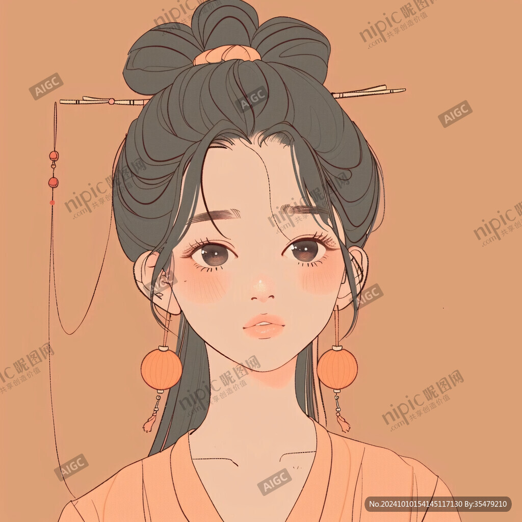 丸子头插画头像