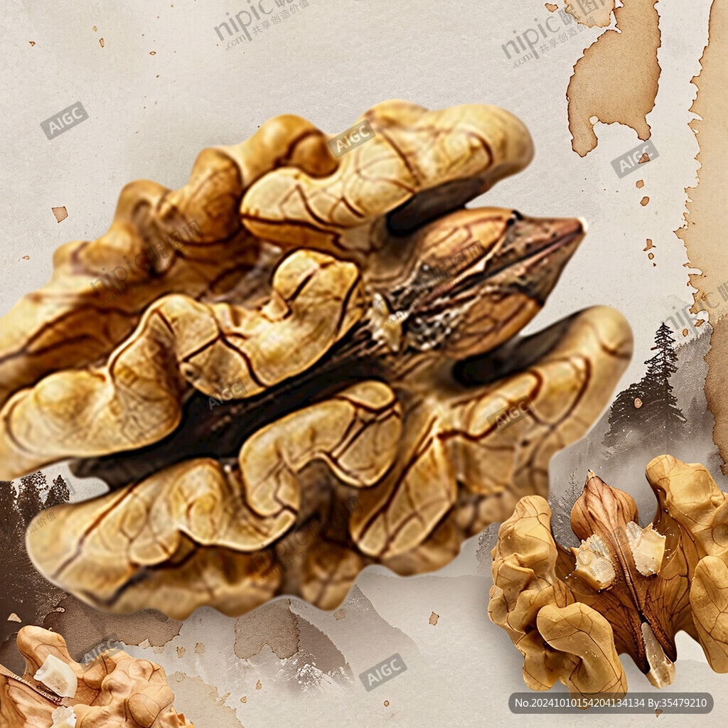 纸皮核桃插画