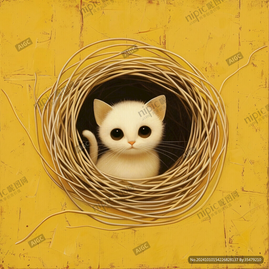 手绘大眼萌猫咪装饰画