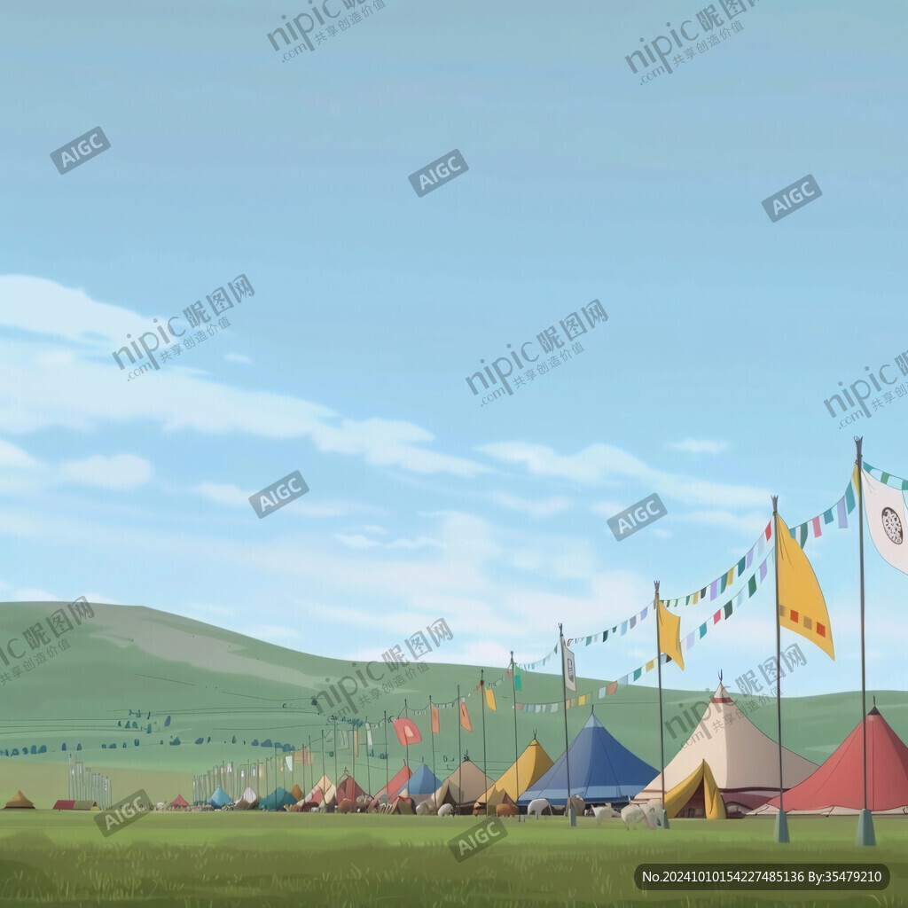 帐篷户外插画