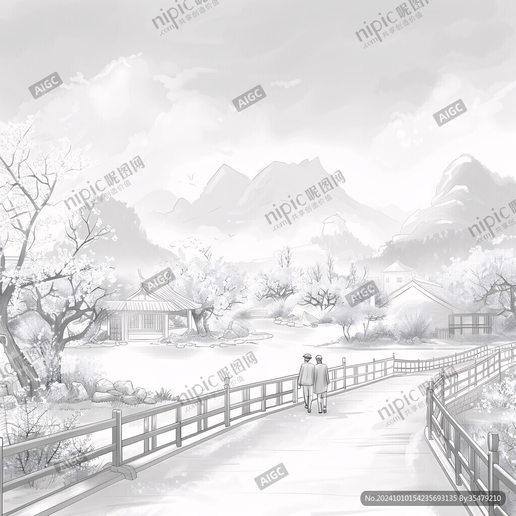 古风山水画断桥残雪