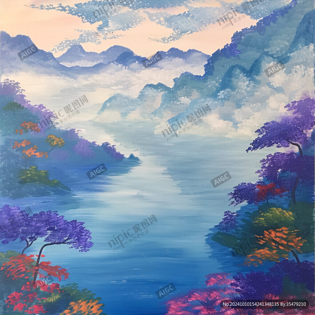 山水风景彩绘