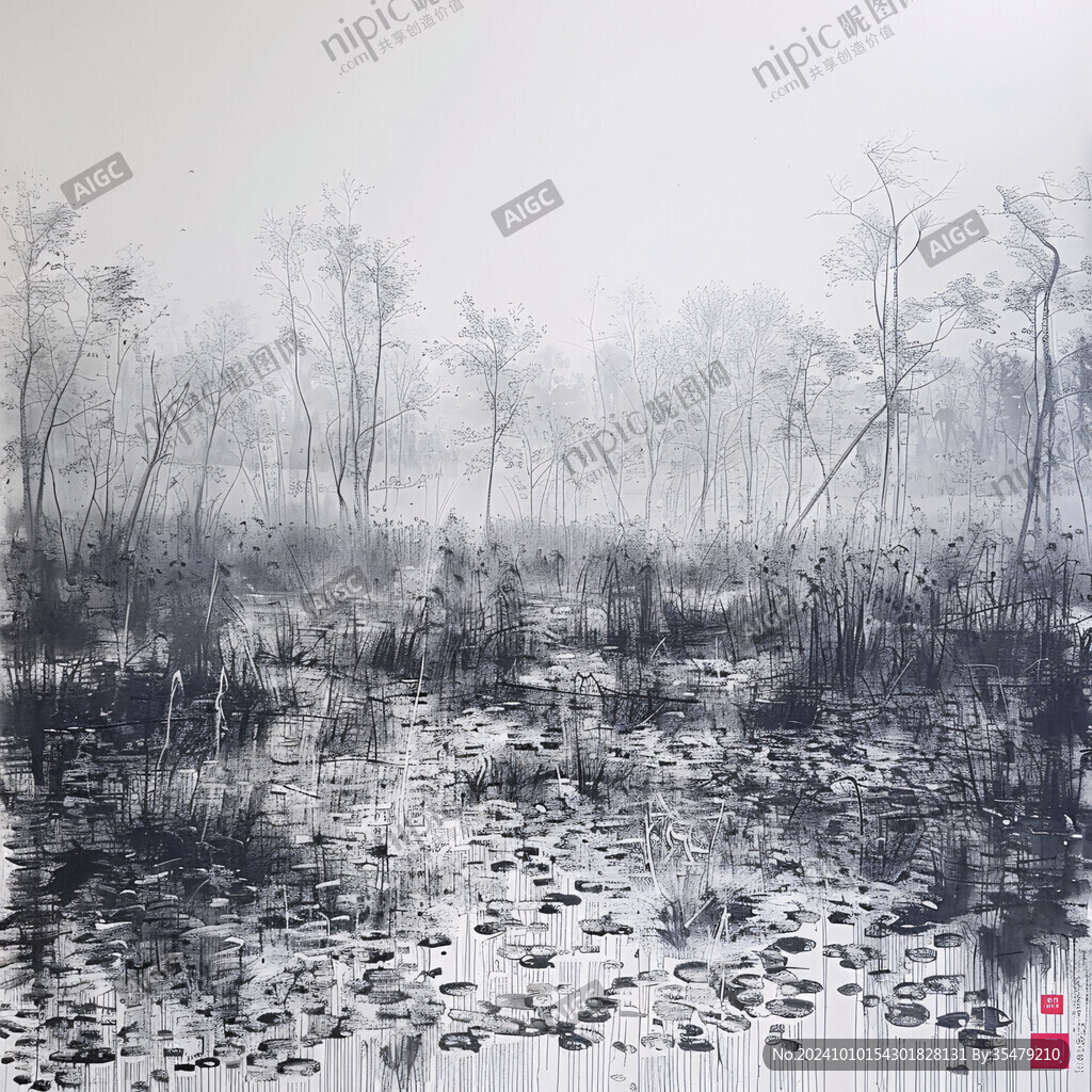 雾凇水粉画
