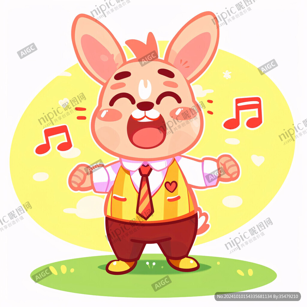 听音乐的兔子插画