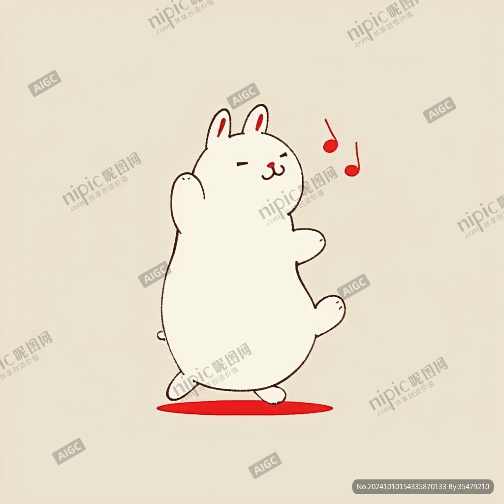 喝奶茶兔插画
