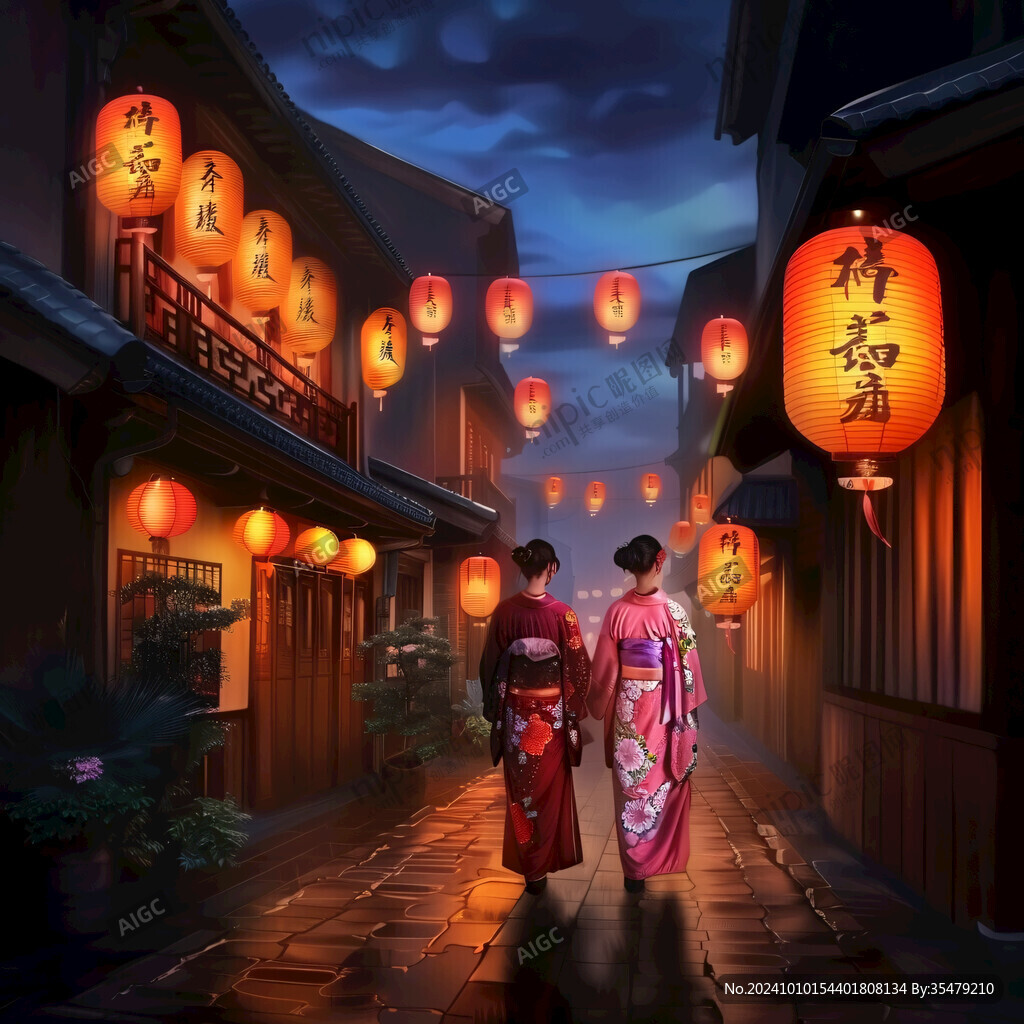 古代街道夜景