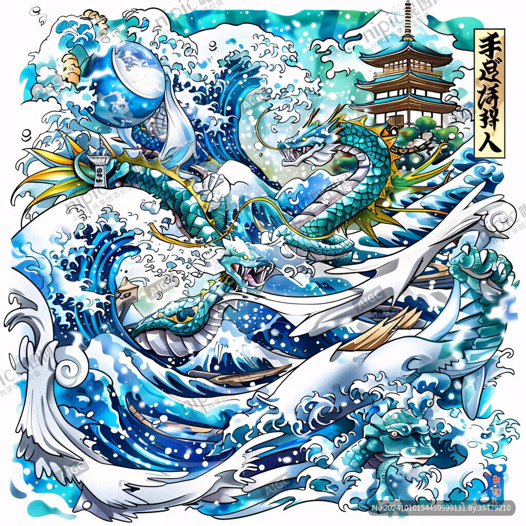 日式海浪鲤鱼