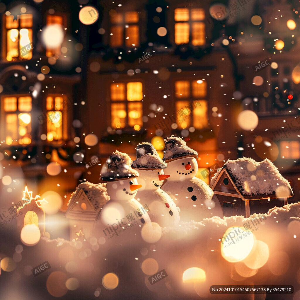 街道房屋圣诞节雪景