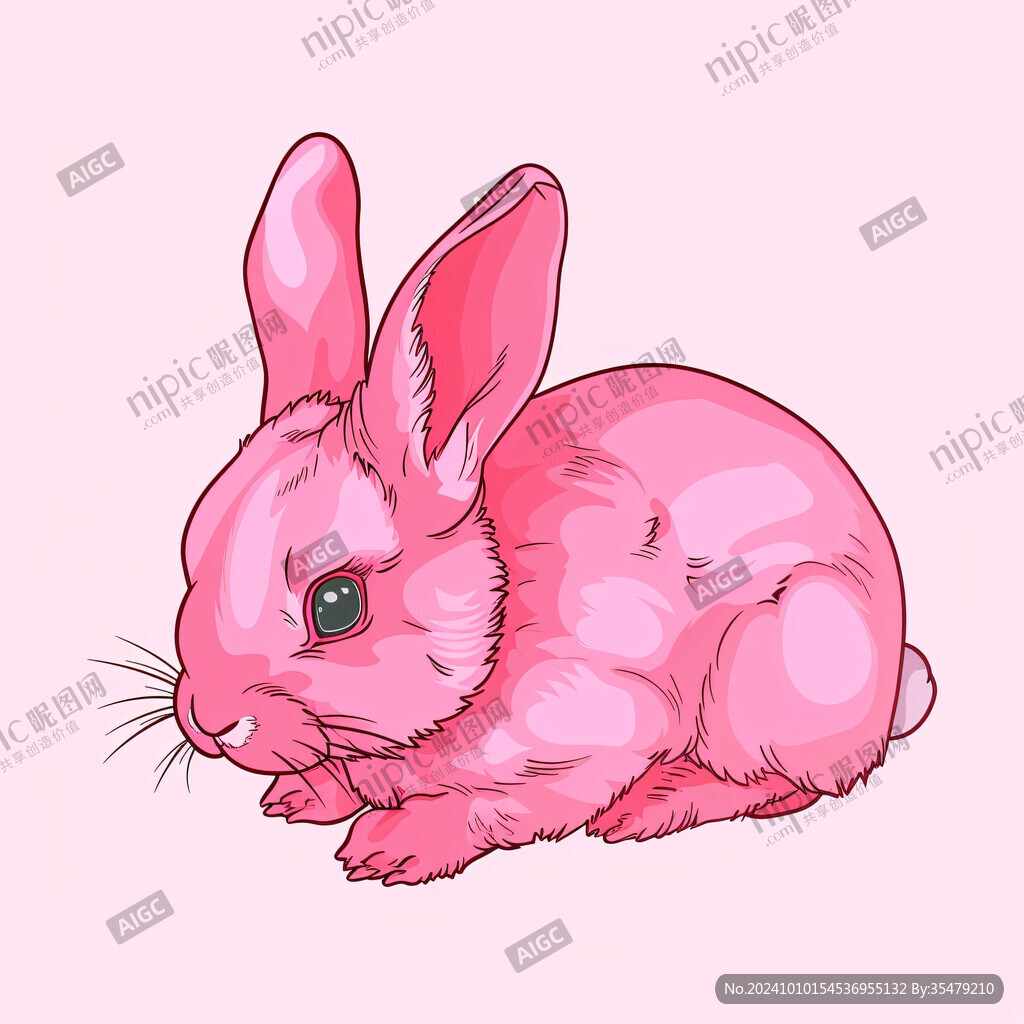 手绘粉色小兔子