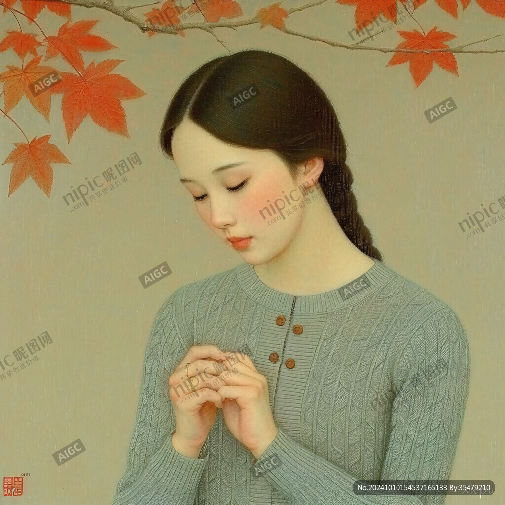 复古美女工笔画