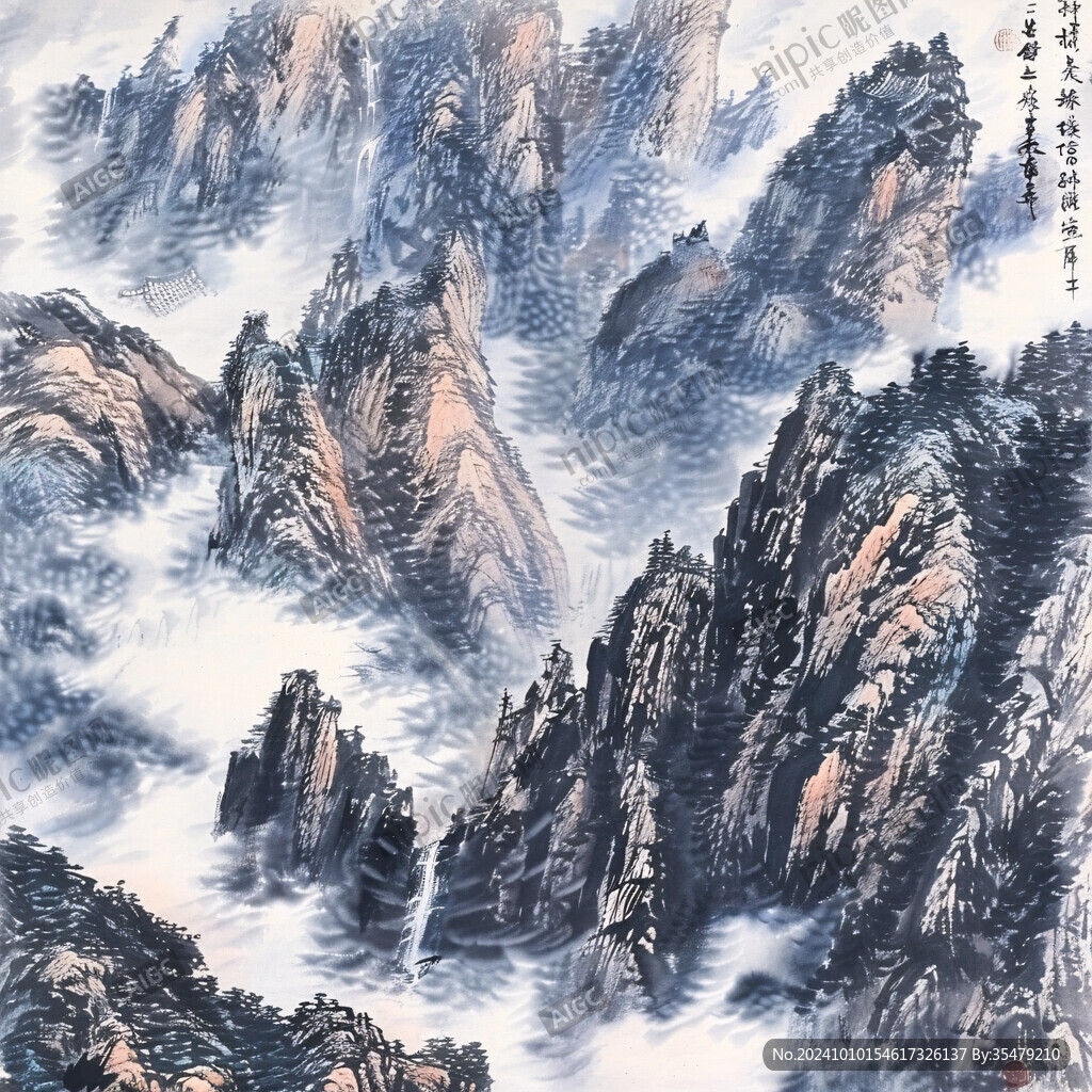 青花瓷山水画