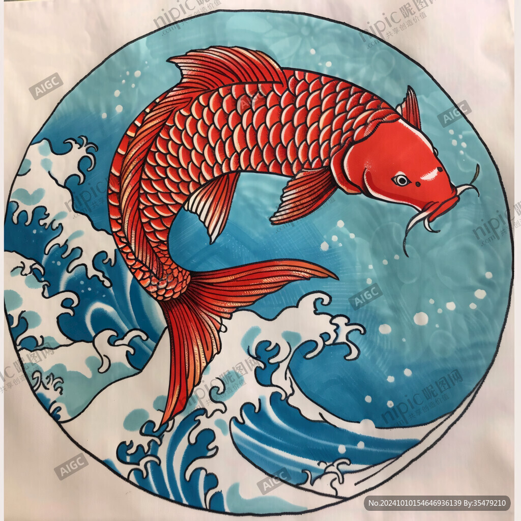 红鲤鱼手绘