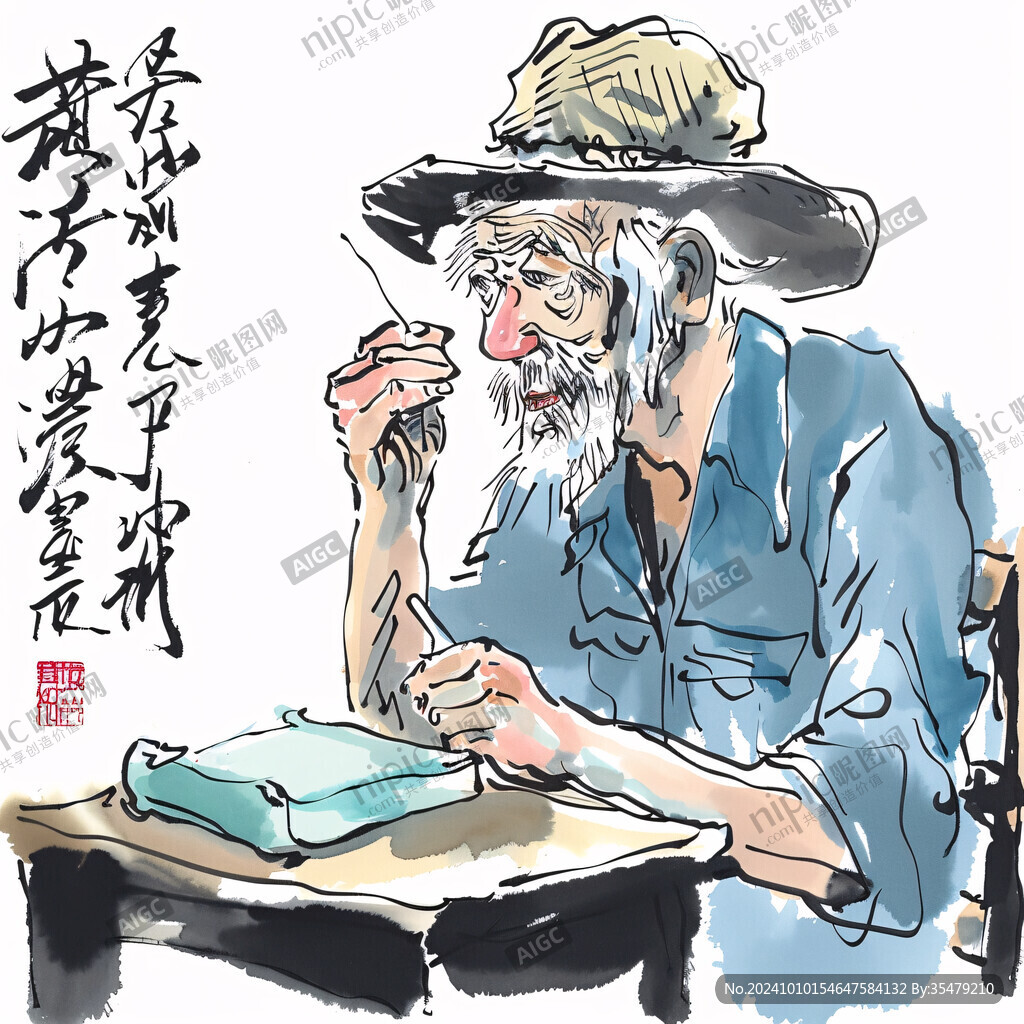 刻苦读书国画