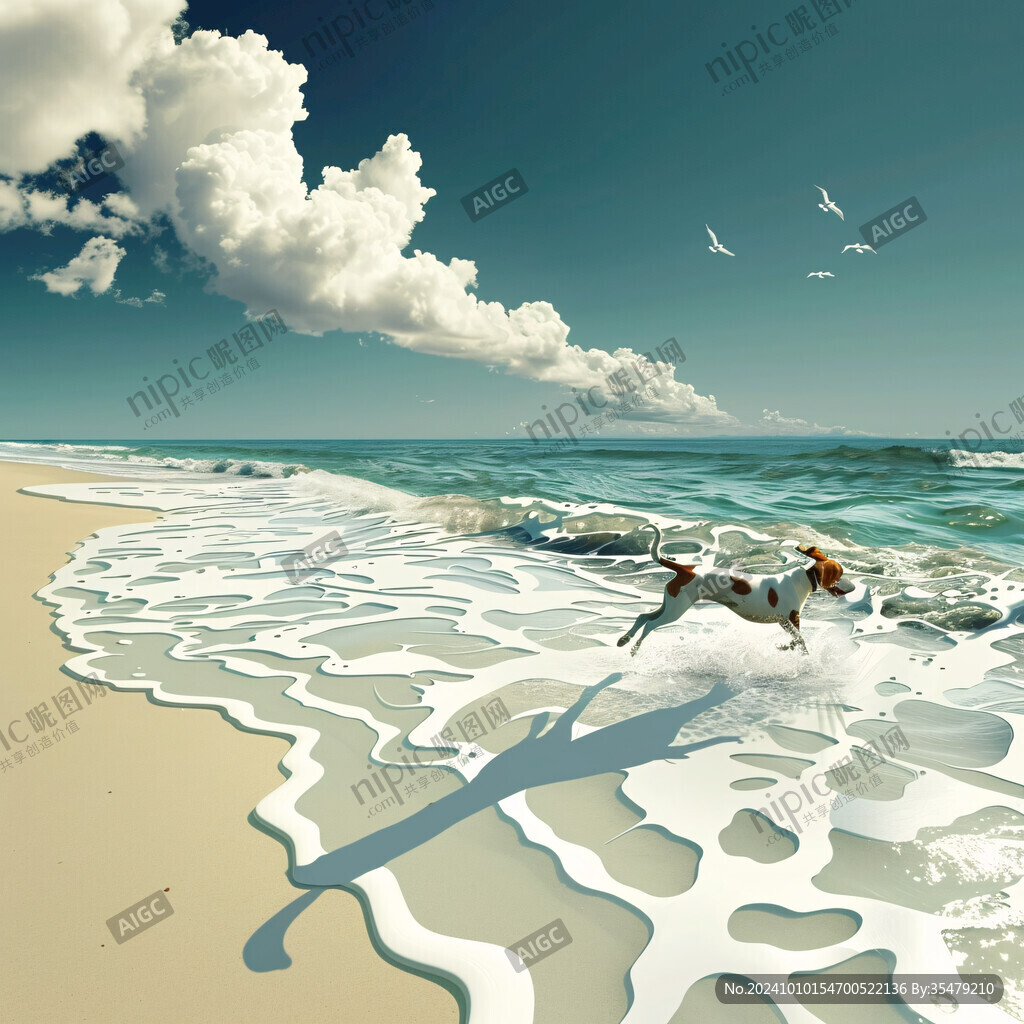 海滩风景3d立体画