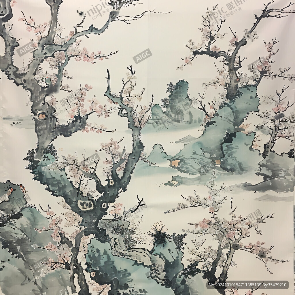水彩梅花墙纸