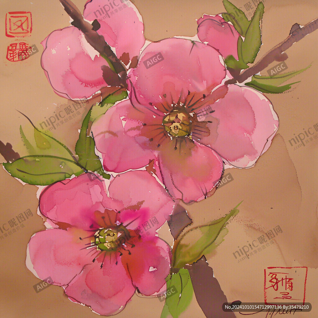 桃花包装插画