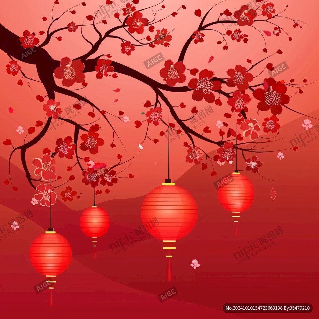 灯笼梅花背景图
