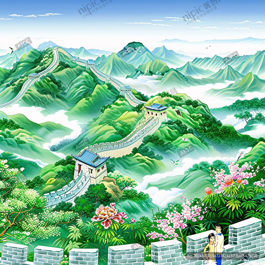 长城风景插画