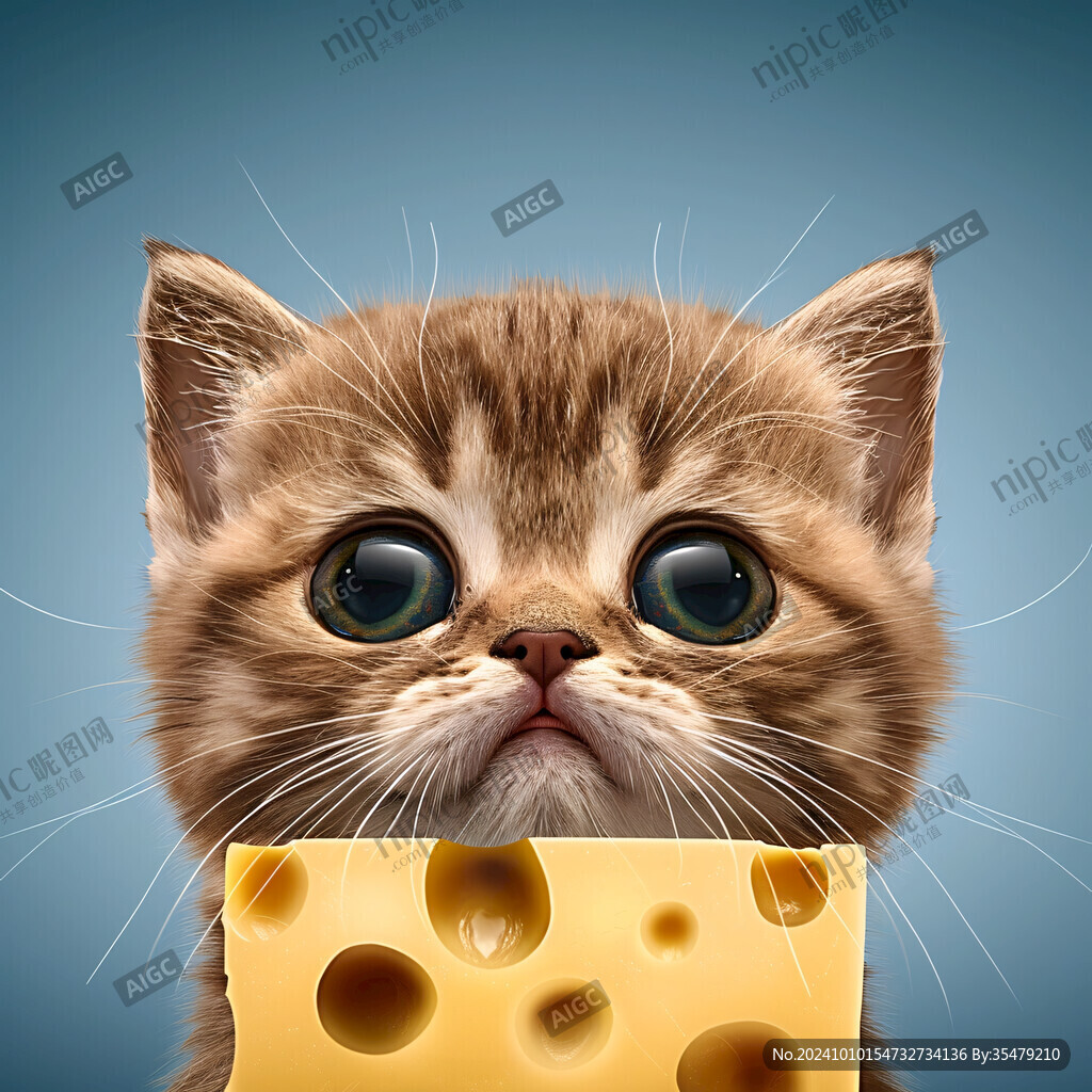 手绘大眼萌猫咪装饰画