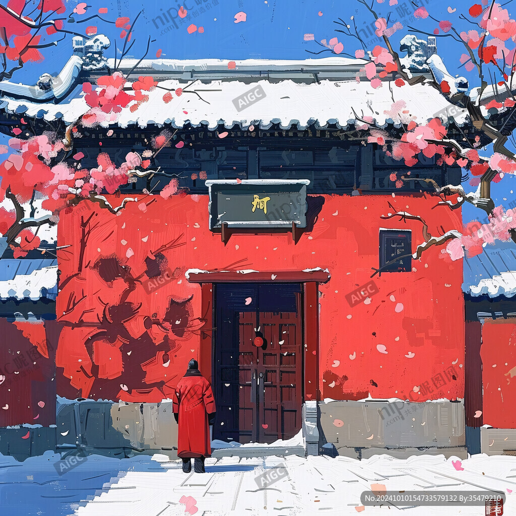 故宫冬天插画
