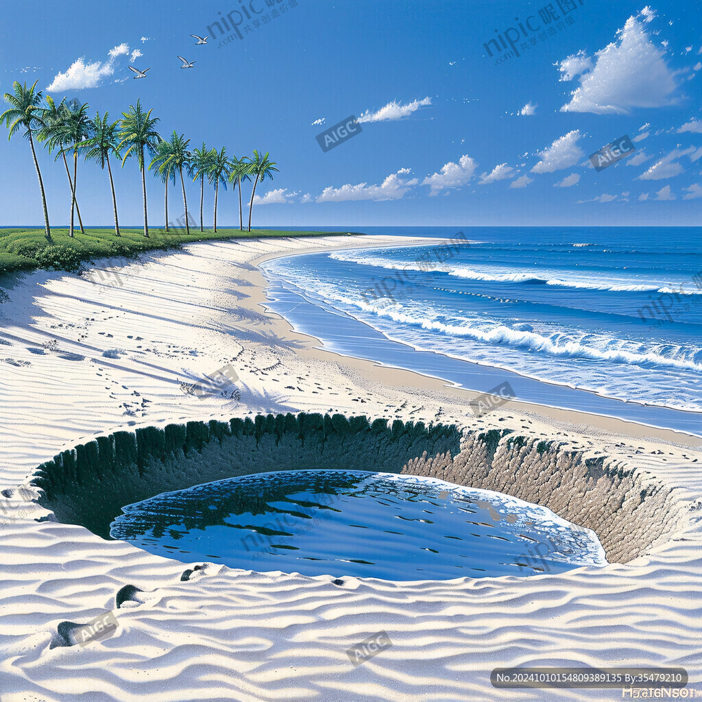 海滩风景3d立体画