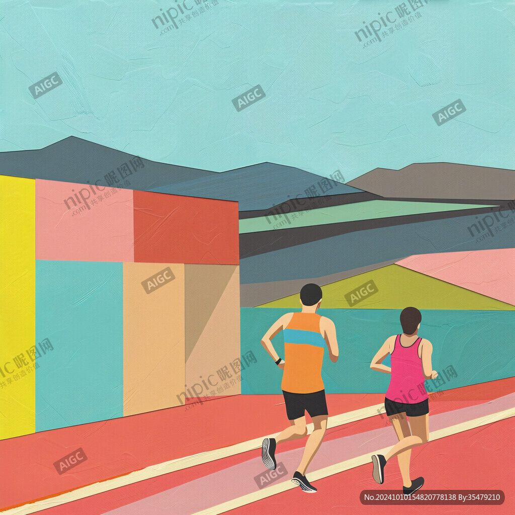 绘本运动跑步插画