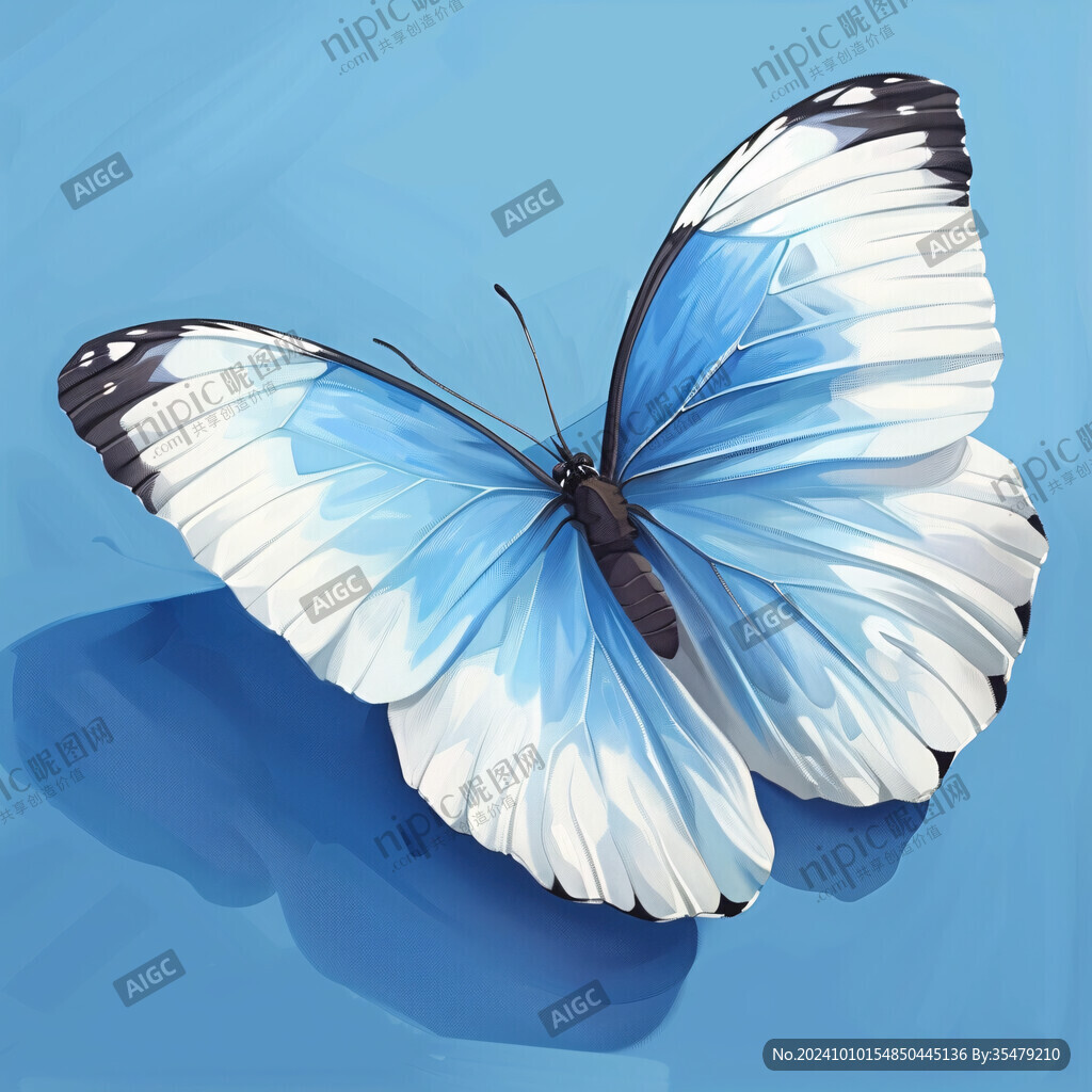 蓝色蝴蝶插画