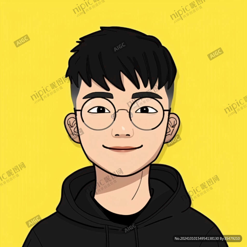 手绘男生头像插画