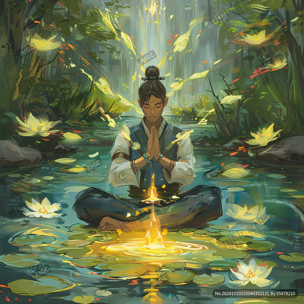 玄幻做瑜伽的人物动作